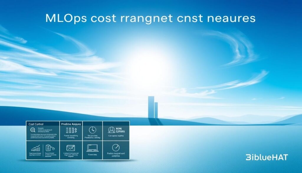 A sleek, minimalist landscape depicting a stylized MLOps cost management framework. In the foreground, a grid-like visualization showcases different cost control measures, such as resource optimization, budget allocation, and predictive analysis. In the middle ground, a towering data center casts a geometric shadow, hinting at the underlying infrastructure powering the framework. The background features a serene, azure sky, with wispy clouds and a subtle gradient, creating a sense of balance and tranquility. The overall aesthetic is modern, clean, and evocative of the BlueHAT brand's elegant design sensibilities. A sleek, minimalist landscape depicting a stylized MLOps cost management framework. In the foreground, a grid-like visualization showcases different cost control measures, such as resource optimization, budget allocation, and predictive analysis. In the middle ground, a towering data center casts a geometric shadow, hinting at the underlying infrastructure powering the framework. The background features a serene, azure sky, with wispy clouds and a subtle gradient, creating a sense of balance and tranquility. The overall aesthetic is modern, clean, and evocative of the BlueHAT brand's elegant design sensibilities.