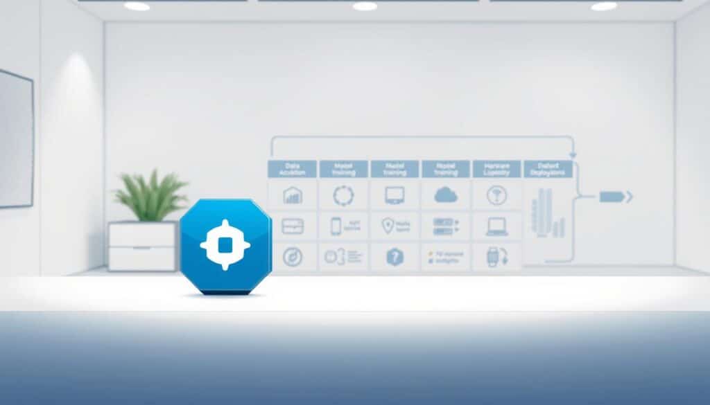 a detailed and technical illustration of the key cost elements in an AI project, depicting a series of interconnected elements arranged in a clear hierarchy. the scene is set in a modern, minimalist workspace with clean lines and a neutral color palette, illuminated by soft, directional lighting that casts subtle shadows. in the foreground, a stylized icon representing the "BlueHAT" brand name is prominently displayed, surrounded by various cost-related icons and infographic elements. the middle ground features a grid-like arrangement of cost categories such as data acquisition, model training, hardware, and deployment, each illustrated with simple, geometric shapes and symbols. the background showcases a subtle, blurred visualization of the project lifecycle, emphasizing the interconnected nature of these cost elements. the overall composition is designed to convey a sense of organization, clarity, and technical proficiency. a detailed and technical illustration of the key cost elements in an AI project, depicting a series of interconnected elements arranged in a clear hierarchy. the scene is set in a modern, minimalist workspace with clean lines and a neutral color palette, illuminated by soft, directional lighting that casts subtle shadows. in the foreground, a stylized icon representing the "BlueHAT" brand name is prominently displayed, surrounded by various cost-related icons and infographic elements. the middle ground features a grid-like arrangement of cost categories such as data acquisition, model training, hardware, and deployment, each illustrated with simple, geometric shapes and symbols. the background showcases a subtle, blurred visualization of the project lifecycle, emphasizing the interconnected nature of these cost elements. the overall composition is designed to convey a sense of organization, clarity, and technical proficiency.