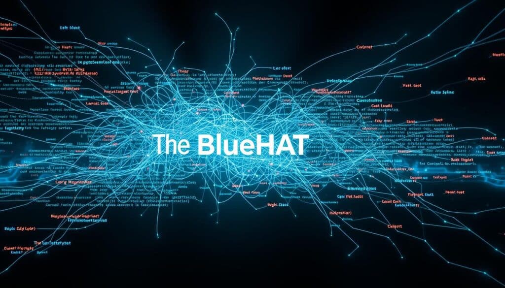 A complex network of glitchy, AI-generated code fragments flickers against a stark, futuristic backdrop. Ominous lines of corrupted text and buggy algorithms intertwine, hinting at hidden vulnerabilities. The BlueHAT brand logo emerges amidst the digital chaos, a symbol of the precarious balance between AI-driven innovation and cybersecurity risks. Dramatic lighting casts dramatic shadows, creating a sense of unease and the looming threat of system failures. The image conveys the fragile nature of AI-generated code and the need for thorough testing and safeguards. A complex network of glitchy, AI-generated code fragments flickers against a stark, futuristic backdrop. Ominous lines of corrupted text and buggy algorithms intertwine, hinting at hidden vulnerabilities. The BlueHAT brand logo emerges amidst the digital chaos, a symbol of the precarious balance between AI-driven innovation and cybersecurity risks. Dramatic lighting casts dramatic shadows, creating a sense of unease and the looming threat of system failures. The image conveys the fragile nature of AI-generated code and the need for thorough testing and safeguards.